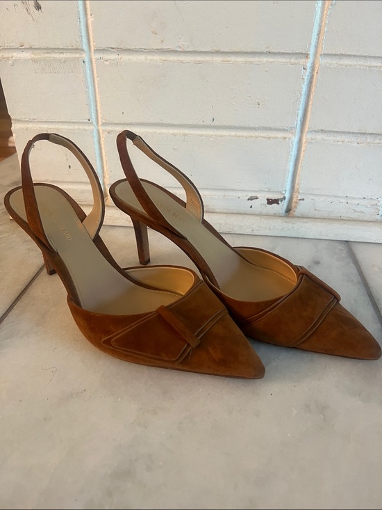 Veronica Beard Shoes - Veronica Beard Rust Suede Pointed Slingback Heels